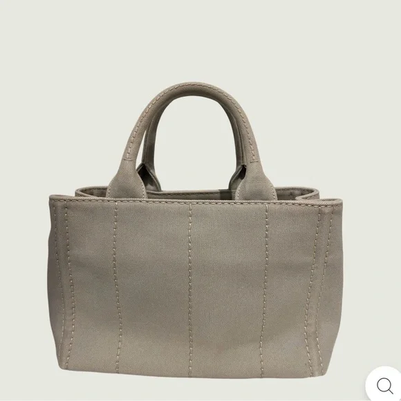 Prada Gray Small Canapa Canvas Women's Bag Authentic